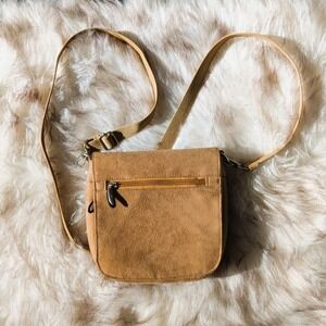 Travelon Tan Suede Crossbody Travel Bag